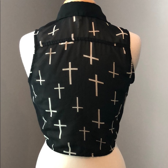 Truth NYC Cross Print Tie Top size S - Picture 4 of 6